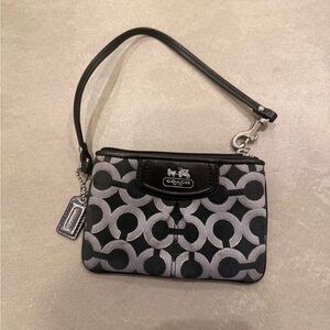 Coach Madison Op Art Wristlet Black & Silver